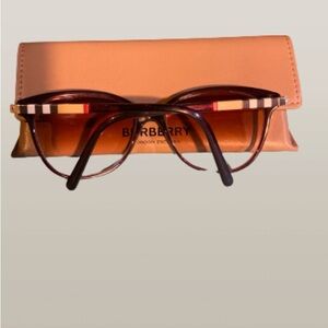 Burberry Red and Tan Glasses with Case